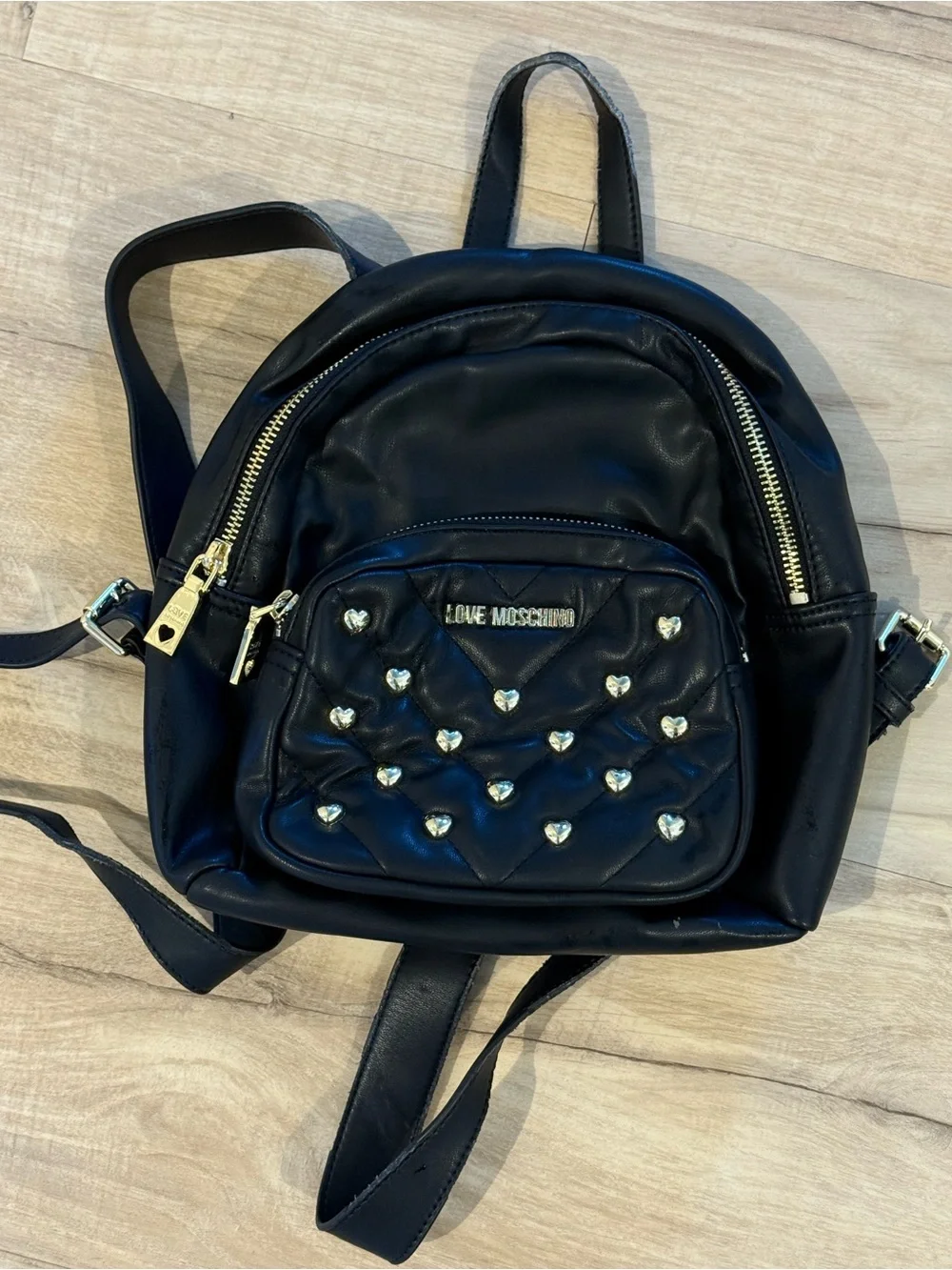 Love Moschino Studded Heart Backpack Nappa Black